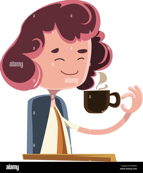 Women Drinking Coffee Vector Illustration Cartoon Character Stock