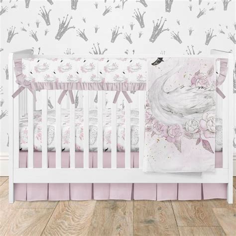 Swan Nursery Crib Bedding Set Swan Baby Blanket Ballerina Etsy