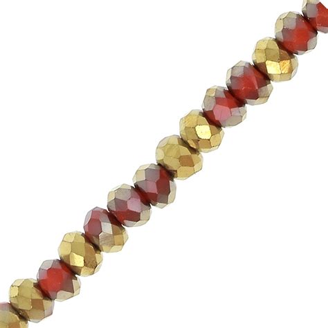 Faceted Flat Round Beads 3x2 Mm Red Gold X43cm Perles And Co
