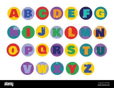 Colorful Flat Style Alphabet Set Illustration Vector Isolated Stock