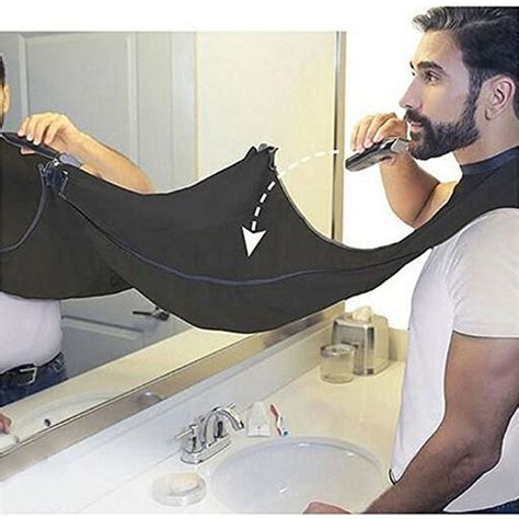 Pongee Beard Care Shave Apron Bib Trimmer Facial Hair Cape Sink Black