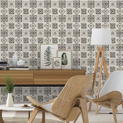 Rasch Floral Tile Pattern Wallpaper Kitchen Bathroom Leaf Motif