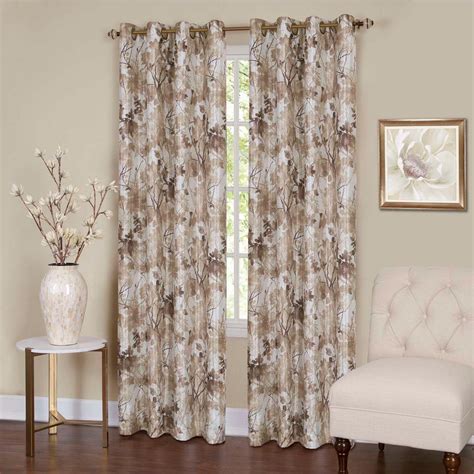 Achim Tranquil Tan Lined Grommet Window Curtain Panel 50 In W X 84