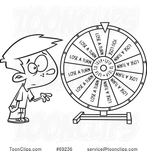Cartoon Lineart Boy Spinning A Wheel 69236 By Ron Leishman