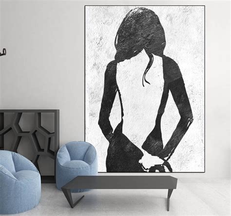 Original Painting On Canvas Nude Woman Silhouette Extra Large Etsy
