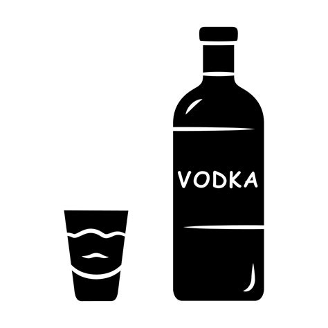 Vodka Glyph Icon Bottle And Shot Glass With Drink Clear Distilled
