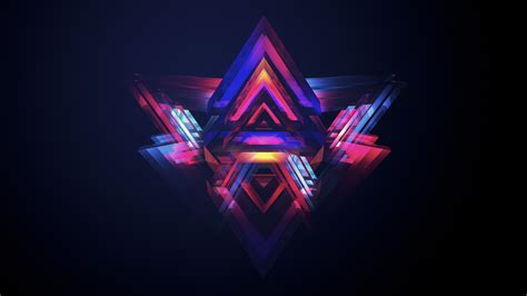 Wallpaper Neon Abstract Purple Symmetry Triangle Facets Justin