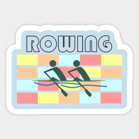 Sculling Double Rowing Checker Color No Border Sticker Rowing In Border Custom