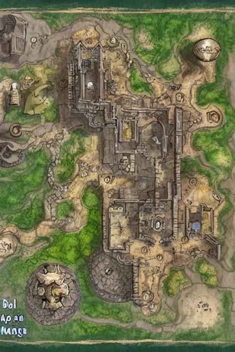 A D D Tabletop Game Dungeon Map With Rooms Barracks Stable