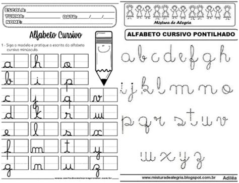 Atividade Letra Cursiva Modelos para Imprimir Grátis