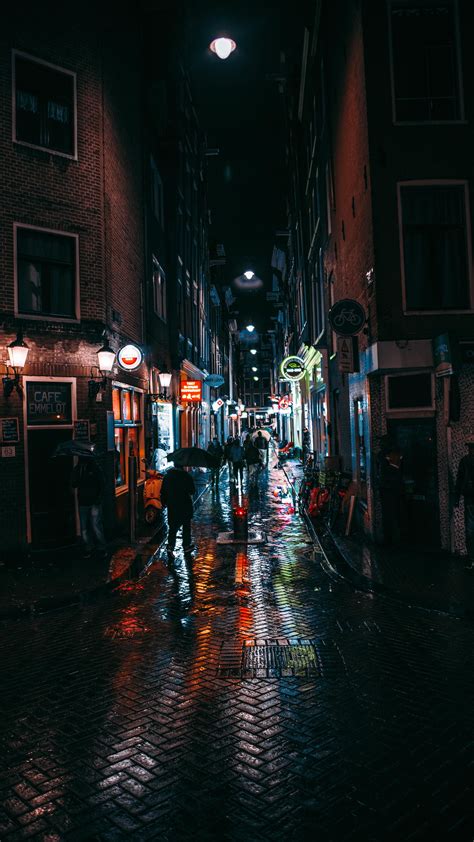 Amsterdam Streets At Night 2800x4979 Wallpaper