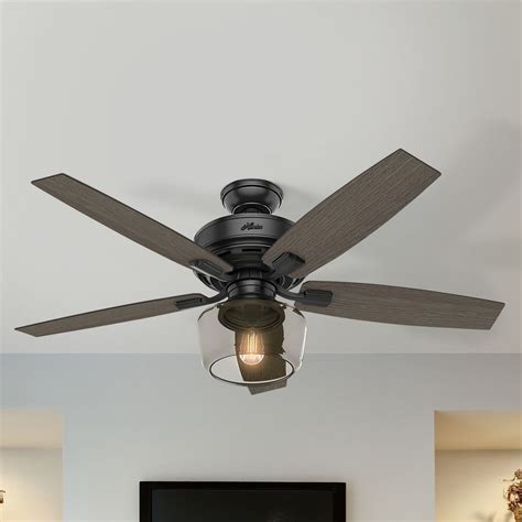 Ideal for large rooms up to 400 square feet, these fans. Hunter 52-Inch Matte Black LED Ceiling Fan with Light with ...