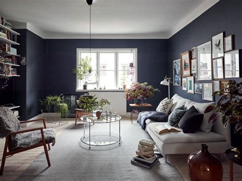 A Cozy Apartment With A Deep Blue Living Room The Nordroom