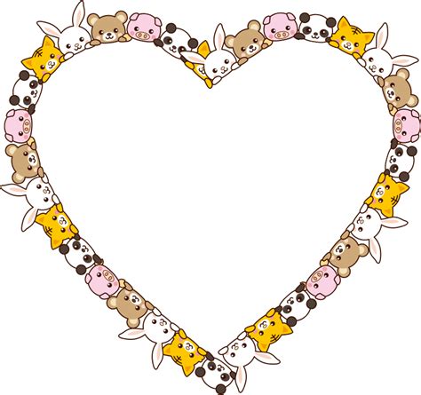 Cute Animals Heart Frame Openclipart