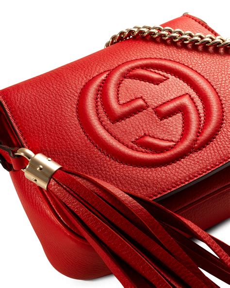 Gucci Soho Leather Chain Crossbody Bag Red