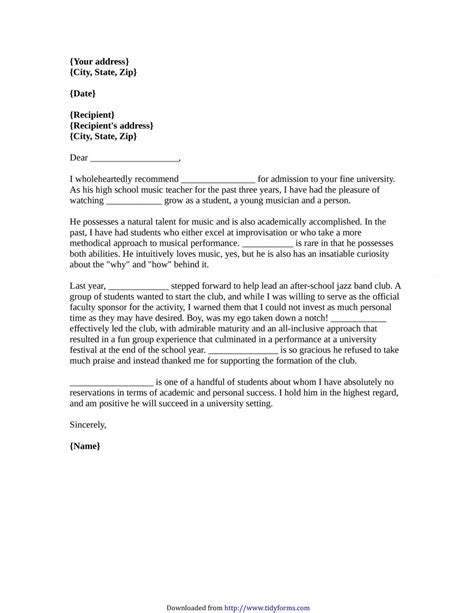 Letter Of Recommendation For A College Student Collection Letter