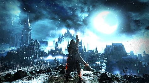 Dark Souls Sword Warrior Hand Up During Night Moon Hd