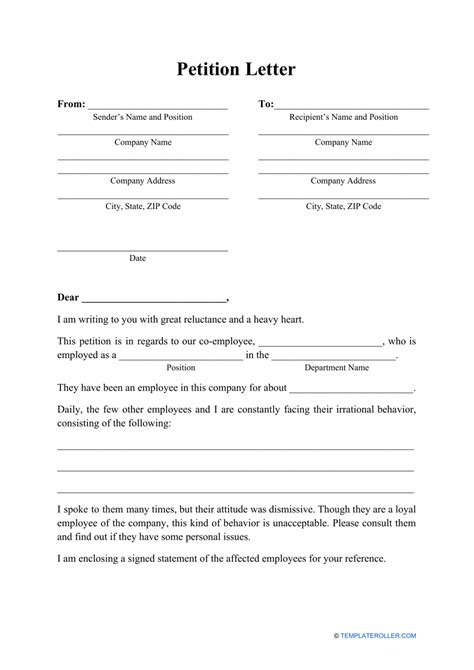 Petition Letter Template Download Printable Pdf Templateroller