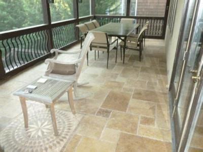 Whether you want inspiration for planning lanai tile floor or are building designer lanai tile floor from scratch, houzz has pictures from the best designers, decorators, and architects in the country, including jonathan raith inc. Travertine tile on screen porch floor | Flooring options ...