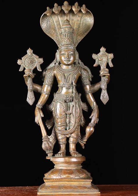 Sold Bronze Vishnu With Anata Sesha Overhead 15 91b24 Hindu Gods And Buddha Statues
