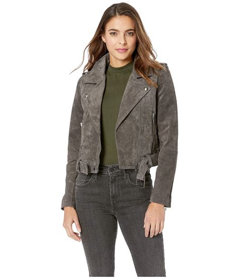 Lyst Blank Nyc Real Suede Moto Jacket In French Grey French Grey