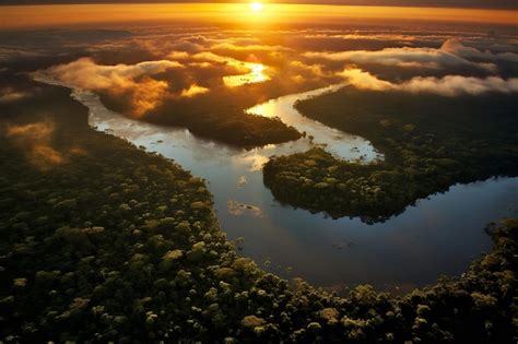 Premium AI Image | A river runs through the amazon rainforest.