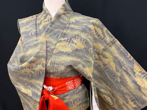 Oshima Tsumugi Japanese Silk Kimono Kimono Komon Kimono Etsy
