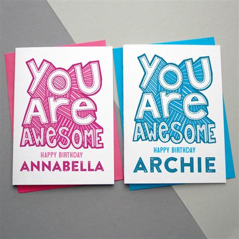 You Are Awesome Personalised Birthday Card By A Is For Alphabet