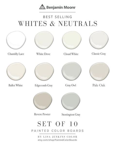 Best Selling Benjamin Moore Whites Neutrals Color Board Set Of 10