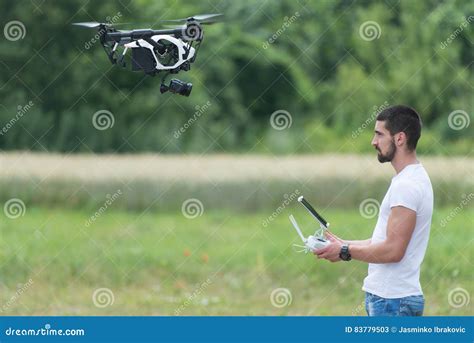 Man Manages Quadrocopters Stock Image Image Of Professional