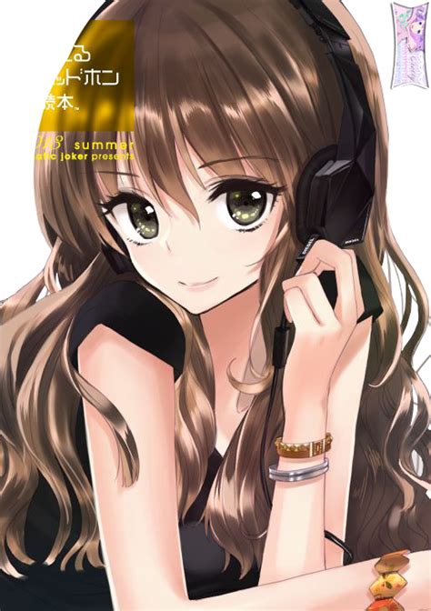 Cute Anime Girl With Headphones Extracted Bycielly By