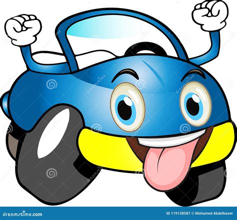 Funny Blue Colored Cartoon Car Stock Illustration Illustration Of