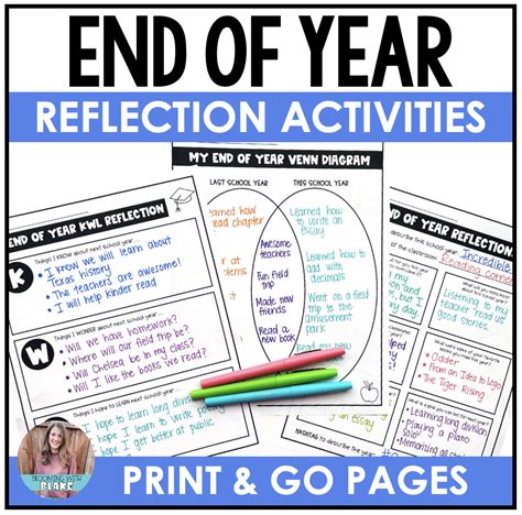 End Of Year Activities Reflection Worksheets With Memories Goals