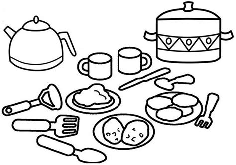 Cooking utensils pages coloring pages. kitchen hand tools coloring page