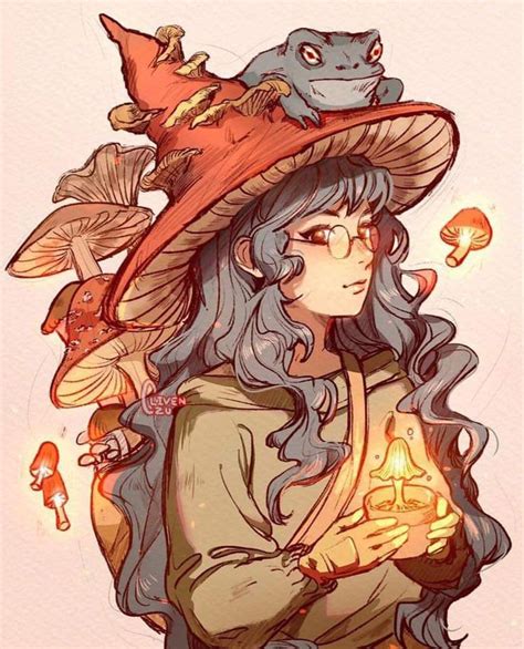 ‘the Mushroom Witch And Her Familiar 🐸🍄💕 🎨 Clivenzu Art Drawings