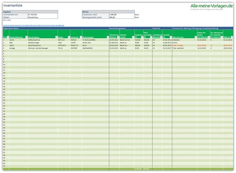 Zahlreiche excel vorlagen als freeware von microsoft kostenlos zum download. Inventarliste | Alle-meine-Vorlagen.de