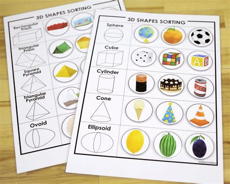 3d Shapes Sorting Preschool Printable Activity Busy Book Etsy
