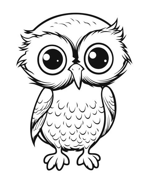Baby owl coloring page 23632871 Vector Art at Vecteezy