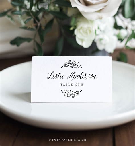Rustic Wedding Place Card Template Printable Modern Calligraphy Escort