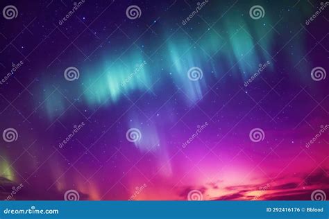 Panorama Of Aurora Borealis Northern Lights With Starry In The Night