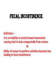 Understanding Fecal Incontinence Causes Types And Pt Course Hero