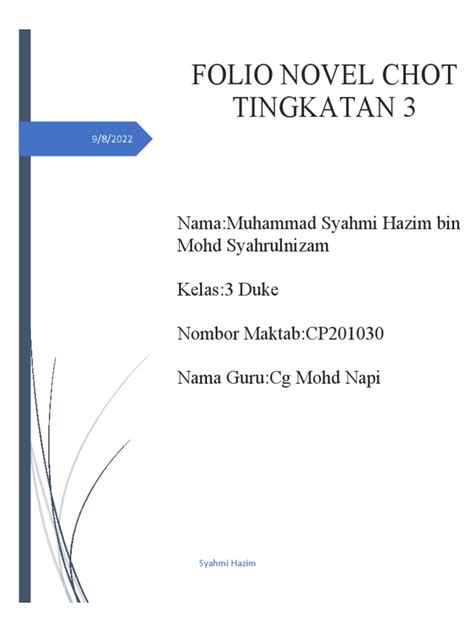 Folio Novel Chot Muhammad Syahmi Hazim Pdf