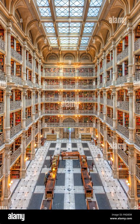 The Beautiful Interior Of The George Peabody Library A Part Of Johns