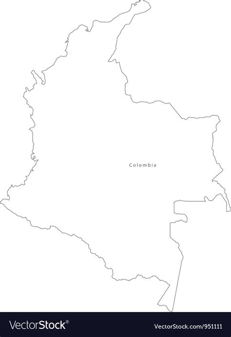 Black White Colombia Outline Map Royalty Free Vector Image