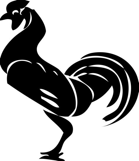Rooster Silhouette Black White Line Art Coloring Clipart Best