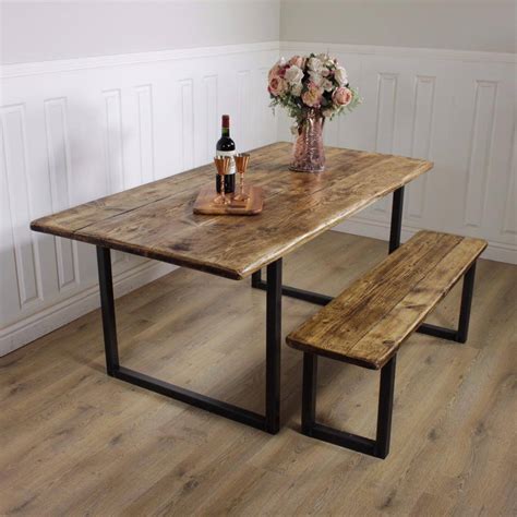 Industrial Dining Table Rustic Solid Kitchen Reclaimed Chelsea Handm