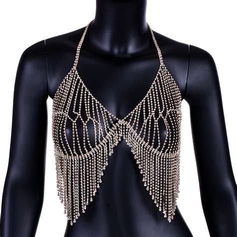 Women S Belly Bra Jewelry Rhinestone Body Tassel Chain For Bikini On Storenvy