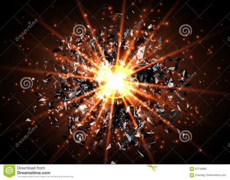 Vector Abstract Explosion Background Bright Blast In Dark Glowing