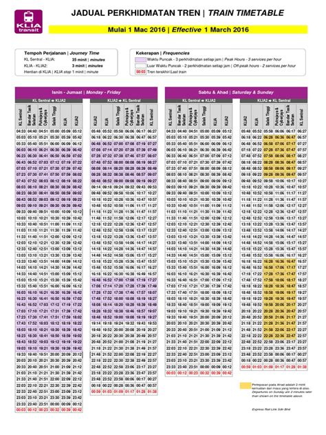 Erl says that the schedule will be reviewed periodically and adjusted accordingly. klia transit schedule.pdf | Passenger Rail Transport ...