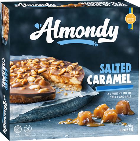 Salted Caramel fryst tårta med salt karamell Almondy
